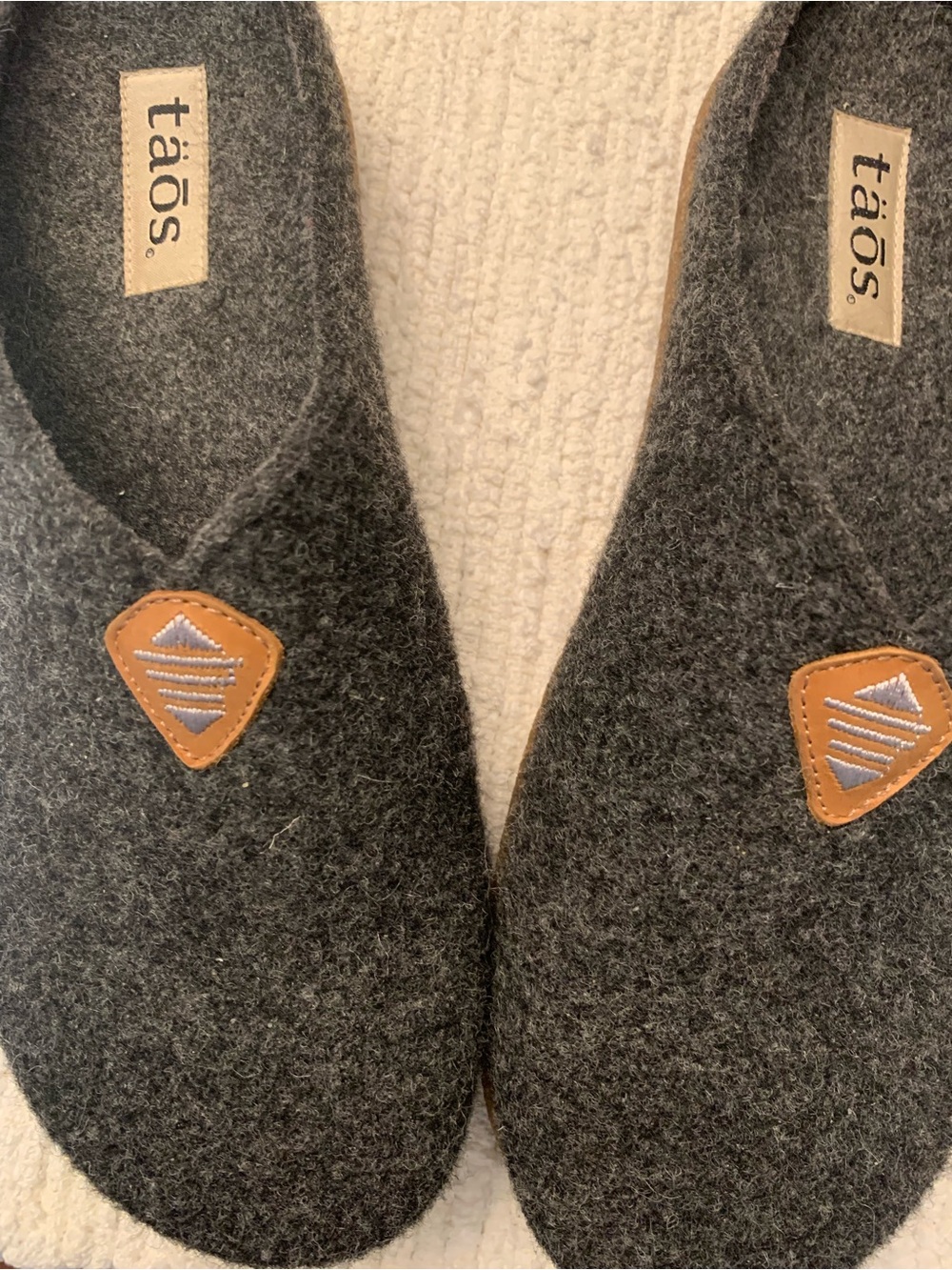 Taos Footwear Charcoal Gray Felt Slip-On Slippers with Brown Accent - Picture 3 of 6